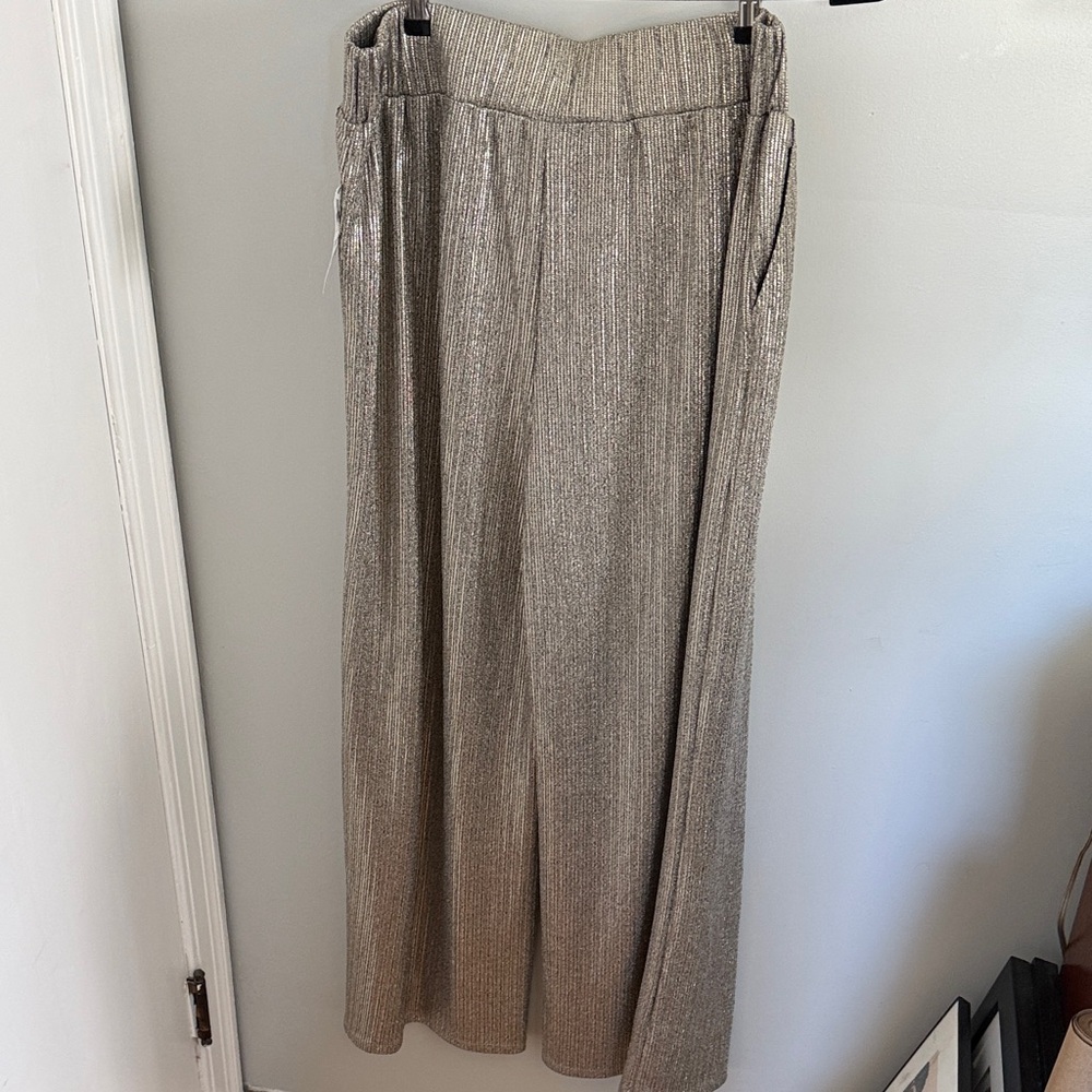 INC International Concepts Metallic Wide Leg Pants - Picture 5 of 6